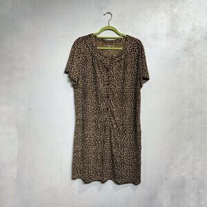 Notti Bianche Tan Leopard Print Midi Dress Sz XL